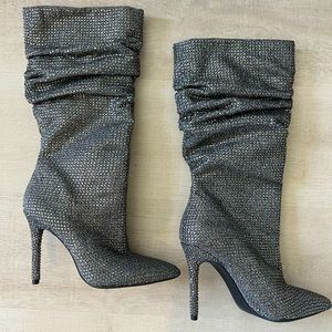 Jessica Simpson Layzer Slouchy Rhinestone Boots in Pewter Size 7 *BRAND NEW*